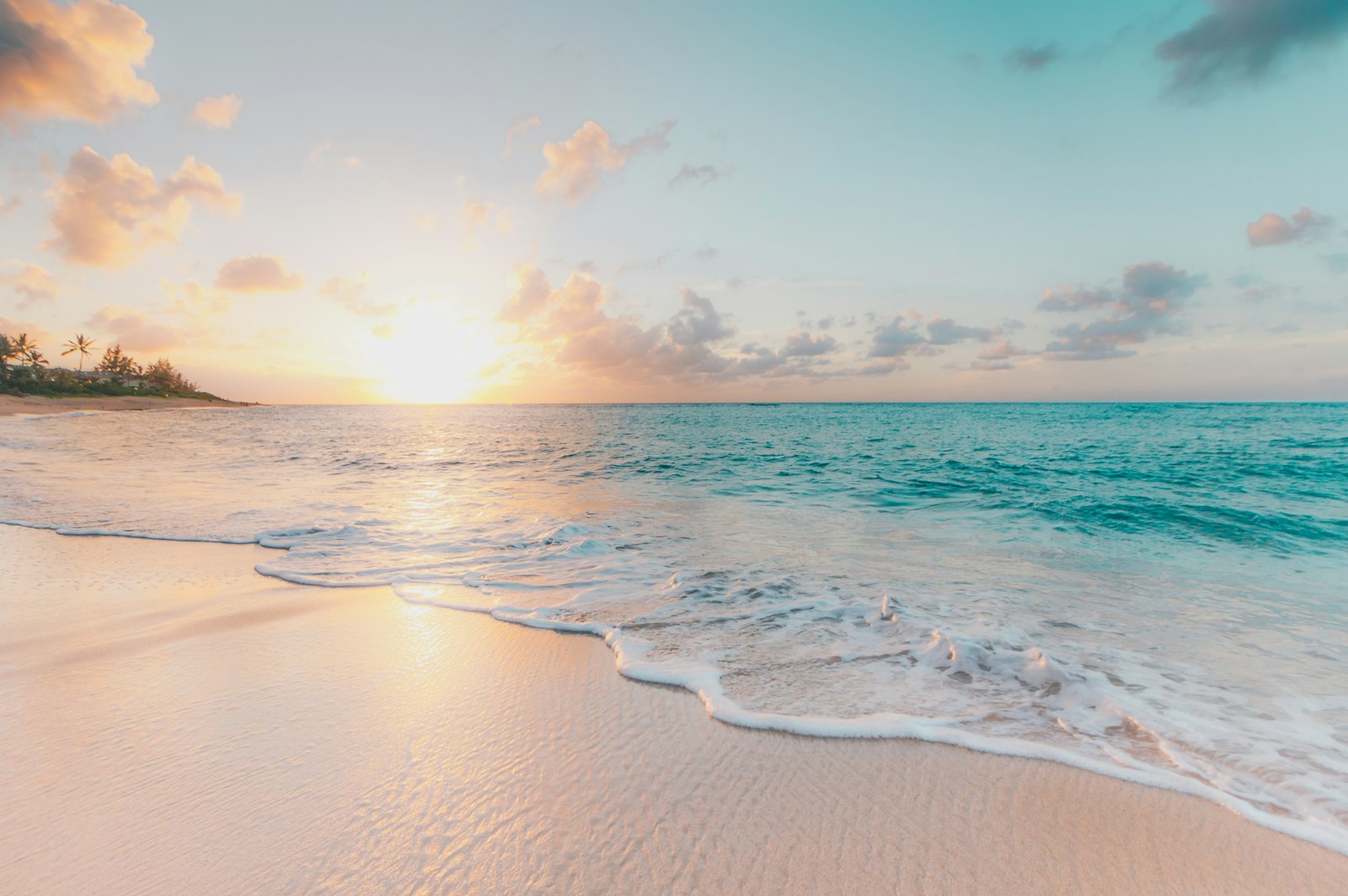 A turquoise beach under a clear sky