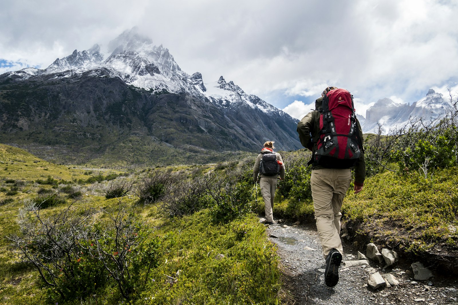 Two hikers on a ridge